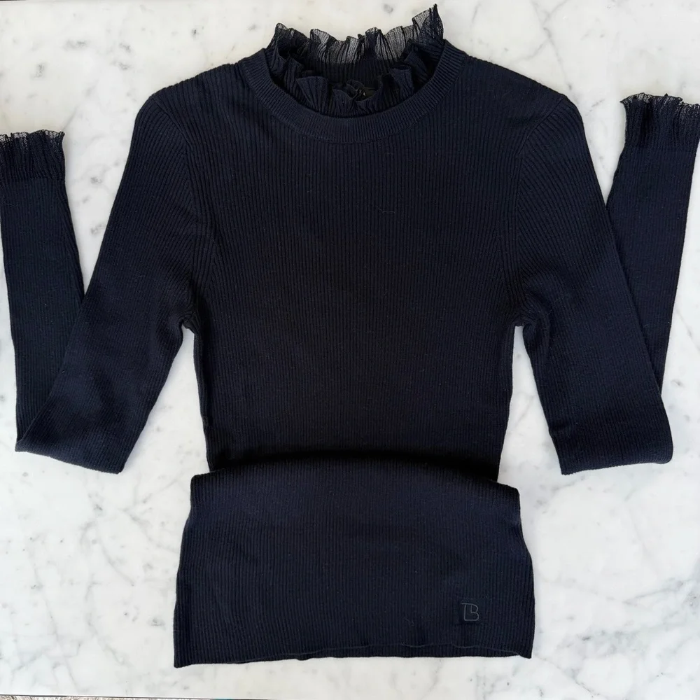 Ted Baker Dvana Frilled Trim Ribbed Sweater - Picture 5 of 7